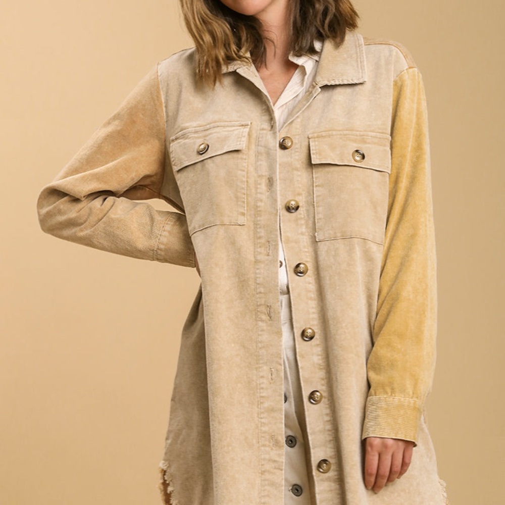 Umgee Beige Corduroy Utility Jacket